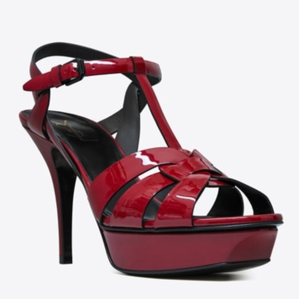 Saint Laurent Tribute 105mm Patent Platform Sandal - Picture 4 of 4
